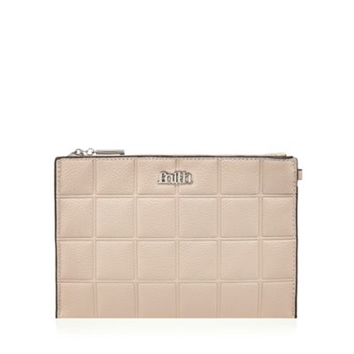 Natural quilted square clutch bag